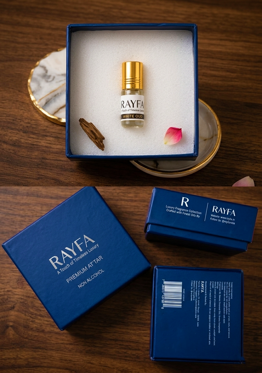Rayfa White Oudh Attar Perfume Oil Soft Oud Long Lasting Alcohol Free Luxury Fragrance for Men Women