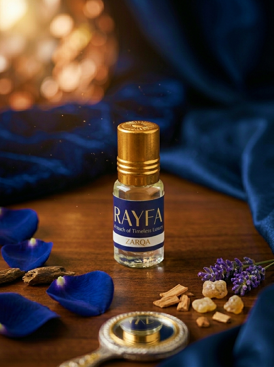 Rayfa Zarqa Attar Ittar Perfume Oil | Long Lasting Attar Perfume | Premium Luxury Concentrated Perfume Oil | Alcohol Free Arabic Style Attar for Men & Women