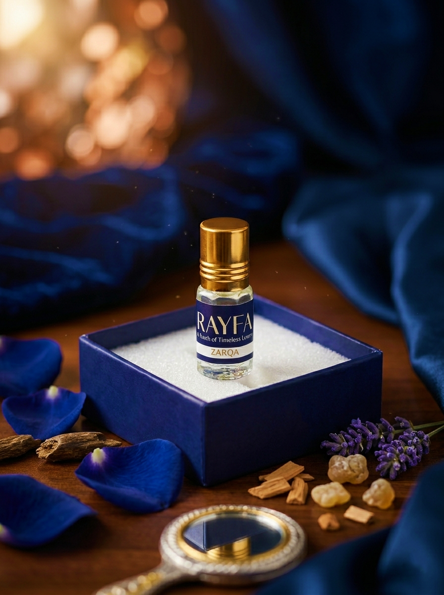 Rayfa Zarqa Attar Ittar Perfume Oil | Long Lasting Attar Perfume | Premium Luxury Concentrated Perfume Oil | Alcohol Free Arabic Style Attar for Men & Women