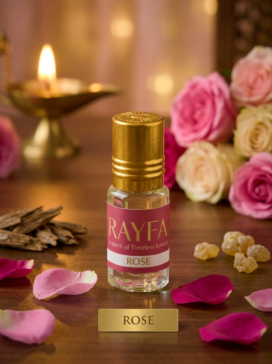 Rayfa Rose Attar Premium Long Lasting Alcohol Free Floral Unisex Perfume Oil for Men & Women