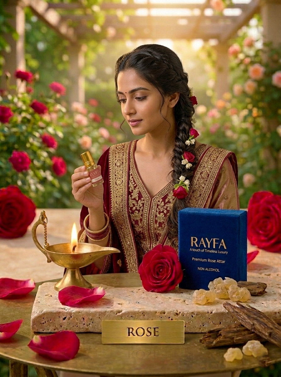 Rayfa Rose Attar Premium Long Lasting Alcohol Free Floral Unisex Perfume Oil for Men & Women